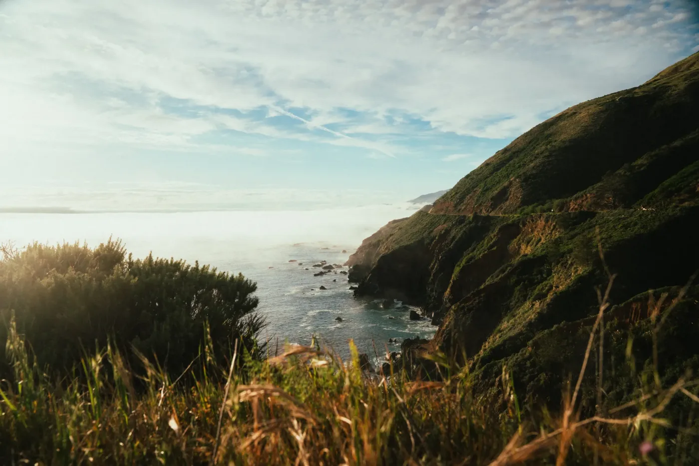 Sunlight across the Big Sur coastline